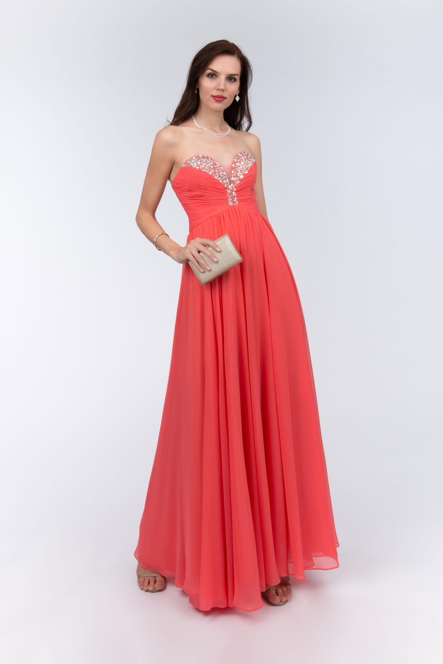 Robe De Cérémonie Mère Du Marié Corail Manches Asymetrique Col V Mouss Robe De Cérémonie Mère Du Marié Corail Manches Asymetrique Col V Mouss
